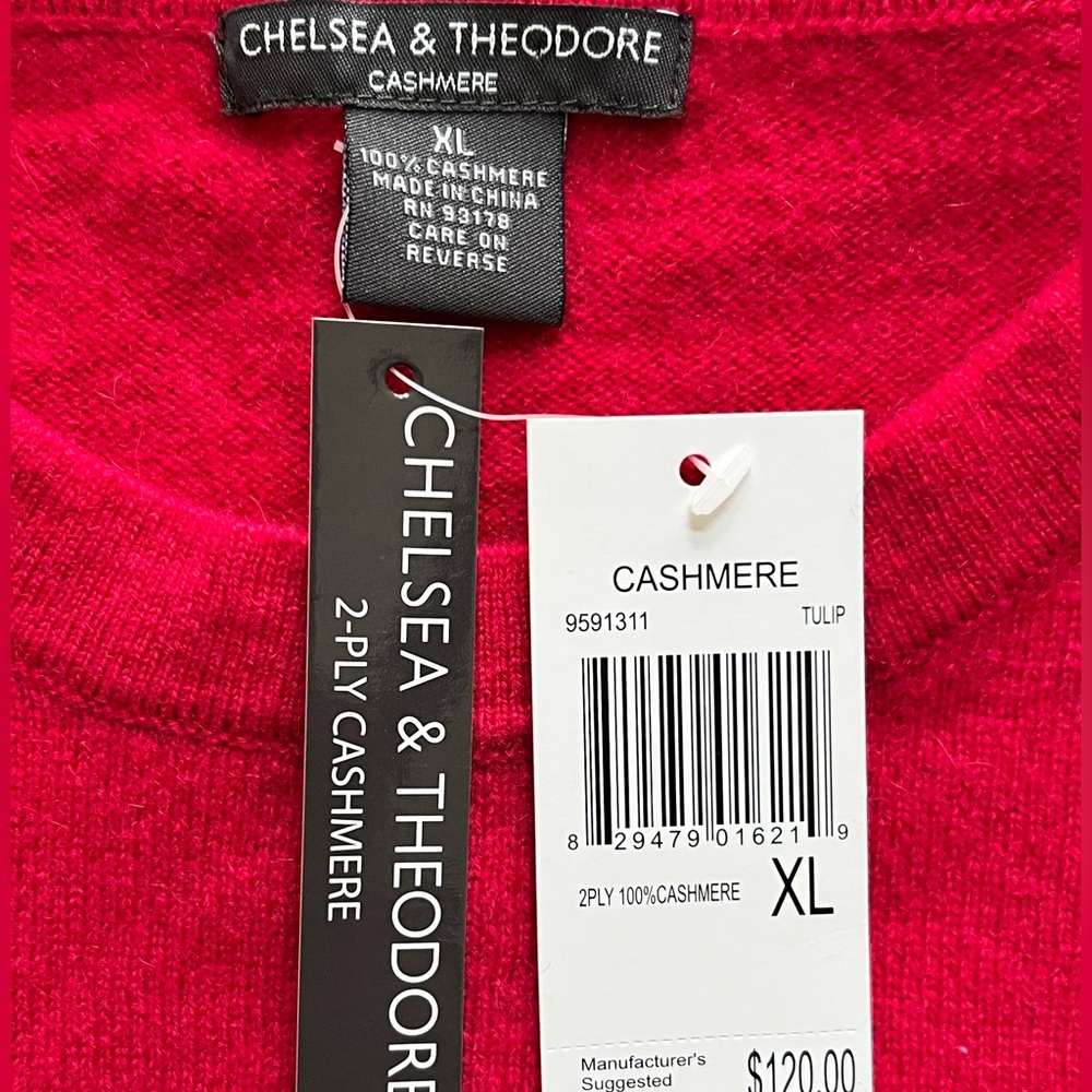 NWT Womens Cashmere Crew Neck Sweater - Pink - XL